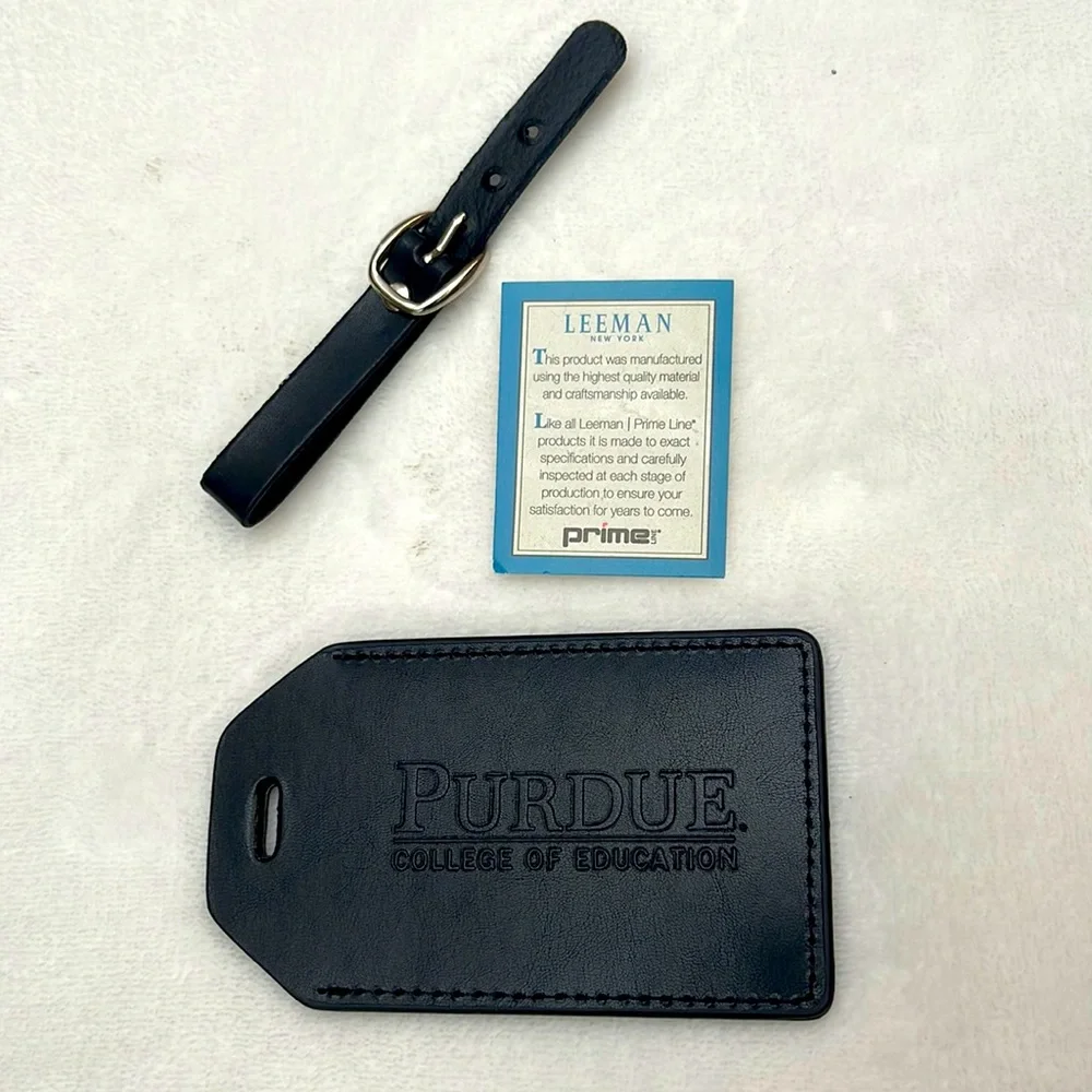 NWT Leeman Purdue Leather black bag/luggage tag